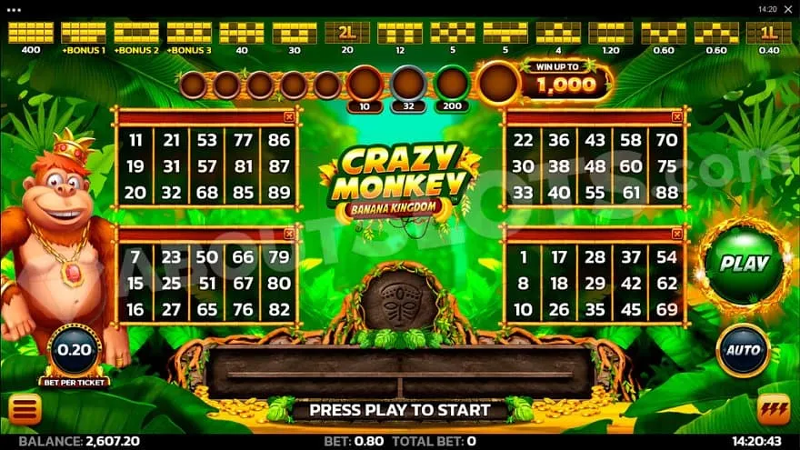 crazy monkey bingo